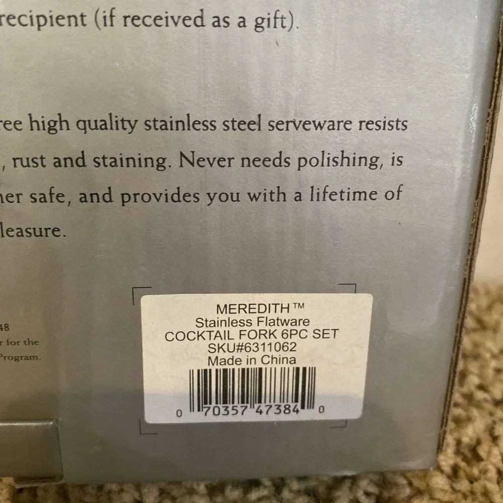 Gorham 1831 Cocktail Forks Set Of 6 Stainless Steel Flatware Meredith Pattern‎